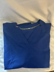 Climate Right Cuddl Duds Scrub Tops 4 Pockets Badge Loop Blue Women's XL - Picture 1 of 5