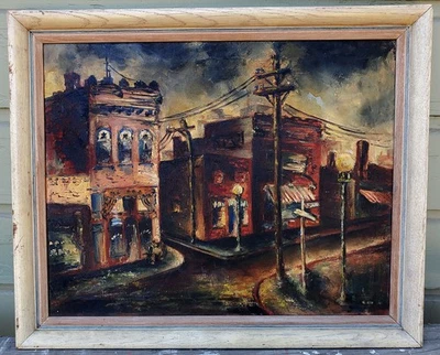 Arte moderno expresionista abstracto al óleo sobre lienzo de mediados de siglo de George Gibson Foto 1 de 4