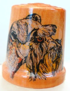 Dé à coudre Thimble en bois - SCHNAUZER TETE DE CHIEN - Imagen 1 de 1