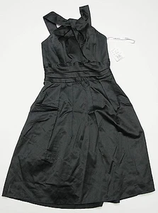 Vestido Corto Davids Bridal 83690 BM Talla 2 Cuello Y Algodón Satén Clásico Negro $135 - Imagen 1 de 4