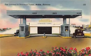 Postkarte AL: Bankhead Tunnel Eingang, Mobile, Alabama, Leinen - Bild 1 von 2