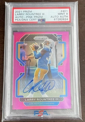 2021 Prizm Larry Rountree Pink Prizm Autograph 401 PSA 9 Chargers Birmingham UFL - Image 1 of 2