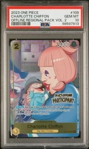 Charlotte Chiffon One Piece TCG 2023 Offline Participant Promo OP03-109 PSA 10 - Foto 1 di 2