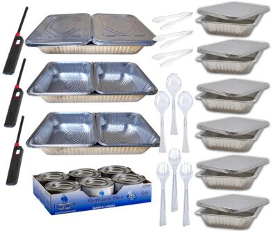 Paquete de 33 Kit para servir buffet Desechables Rozables Plato Recarga Estantes NO Incluidos Foto 1 de 4