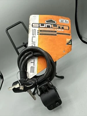 NOS Sunlite Integrated Key Cable Lock Sunlt Cbl 12mmx6f Key W/bkt Coil Bk - Image 1 of 4