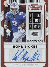 2020 Panini Contenders Draft Picks La'Mical Perine Bowl Ticket Auto RC /99