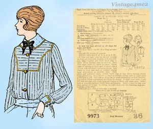 Mail Order 9973: 1910s Uncut Edwardian Blouse Waist 36 B Vintage Sewing Pattern - Picture 1 of 4