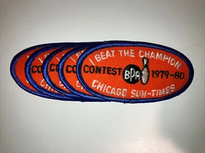 5 Vintage Chicago Sun-Times I Beat The World's Champion Contest 1979-1980 Patch - Picture 1 of 2