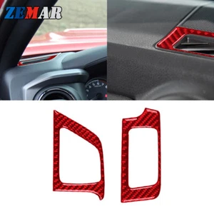 Red Carbon Fiber Demist Air Vent Outlet Sticker Trim For Toyota Tacoma 2016-2021 - Foto 1 di 10