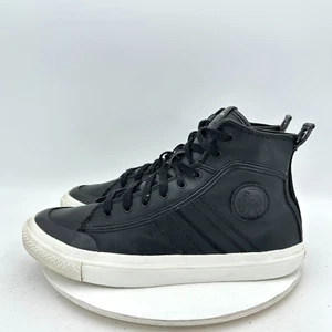Diesel Hombres Talla UK 12 US 13 RN93243 Negro Superior Cuero Alto Zapatos con Cordones - Imagen 1 de 11