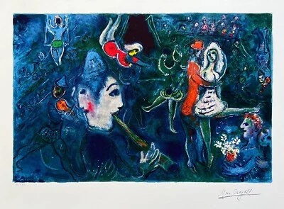 Marc Chagall Bailarín Payaso Circo Edición Limitada Facsímil Firmado Giclee 17"x22" Foto 1 de 4