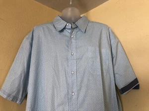 Lee Men's Baby Blue Print Stretch Short Sleeve Button Front Shirt Size 3XLT - Picture 1 of 2