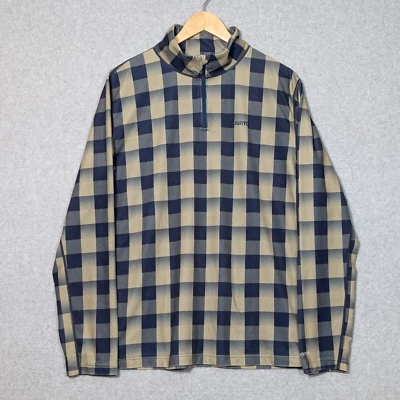 Pullover grande Burton Quarter Zip polar para hombre capa base Dryride verde a cuadros Foto 1 de 4