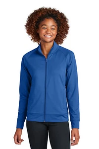 Sport-Tek LST857 Ladies Sport-Wick Stretch Full-Zip Raglan Sleeves Cadet Jacket - Picture 1 of 8