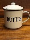 Butter Mug with Lid - Enamelware - Reproduction made to look antique - 60965