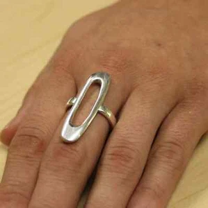 925 Sterling Silver Extra Long Open Band Ring Statement Ring Gift For Women - Picture 1 of 7