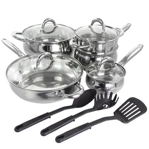Gibson Home Ancona Juego de 12 utensilios de cocina de acero inoxidable con forma de vientre con - Imagen 1 de 9