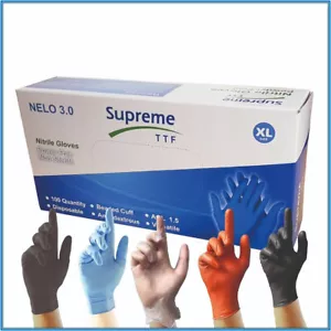 Disposable Work Gloves Vinyl Nitrile HD Grip Orange Black Powder & Latex Free - Picture 1 of 9
