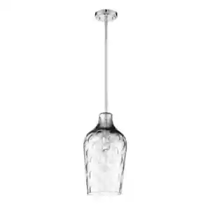 CRAFTMADE 1-Light Brushed Nickel Mini Pendant, Hammered Glass (No Bulb) - Picture 1 of 2