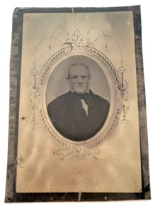 Civil War Era Older Man Long Sideburns Suit TinType Photo Original - Picture 1 of 4