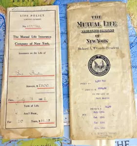 2 Polizze di assicurazione sulla vita The Mutual Life Insurance Co of New York 1902 - Foto 1 di 8