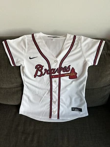 Nike Authentic Atlanta Braves MLB Baseball White Jersey Women’s Sz: Small - Picture 1 of 5