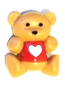 Collectible Vintage Avon Brown Plastic Teddy Bear w/ Heart Pinback Brooch - Picture 1 of 6