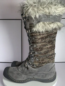 Muk Luks Damen Gwen groß Schnürstiefel Strick Winter Schnee grau Kunstfell, 10 NEU! - Bild 1 von 14