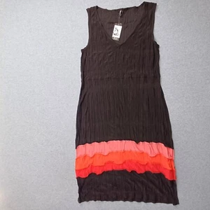 Motto Dress Womens 14 Black Pink Ripple Combo Sleeveless Layered Ruffle Hem NEW - Picture 1 of 12