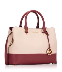 NEW MICHAEL KORS SAFFIANO LEATHER SATCHEL SAVANNAH COLOR-BLOCK Crossbody Bag NWT - Picture 1 of 12