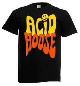Adults Acid House Rave Dance Music Festival 80's 90's Unisex Black T-Shirt - Picture 1 of 8