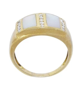 Ladies 18K Yellow Gold MOP and Diamond "Denior" Ring - Picture 1 of 6