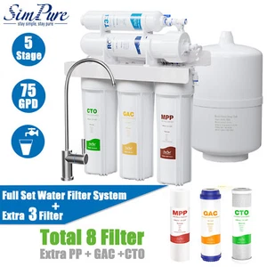 Sistema de filtración de agua de ósmosis inversa SimPure 75GPD 5 etapas + 3 filtros adicionales - Imagen 1 de 15
