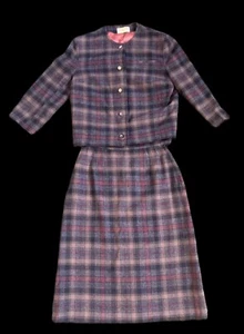 Chaqueta falda vintage Pendleton roja marrón a cuadros 2 piezas talla 10 pequeña para mujer” - Imagen 1 de 14