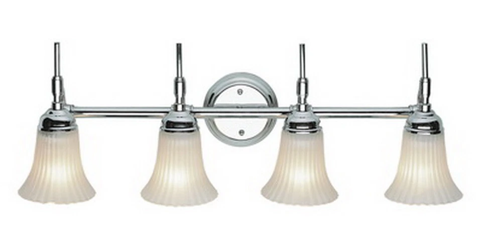Polished Chrome And Ribbed Frosted Glass 4 Light Bath Wall $297 - Image 1 of 1