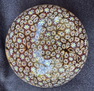 Vintage Millefiori Murano Art Glass Paperweight with Sticker 3" - Picture 1 of 12
