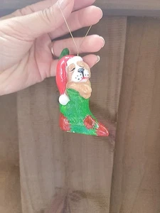 W.B. Co. Welpe Hund schläft im Weihnachtsstrumpf 1980 - Bild 1 von 5