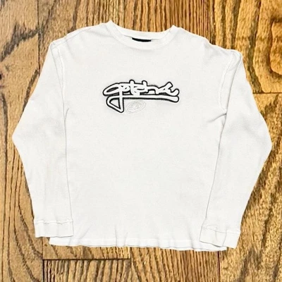 Y2K Gotcha International Embroidered Waffle Knit Thermal Surf Shirt   - Image 1 of 4