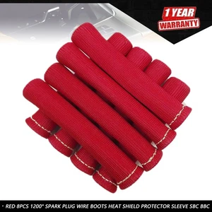 8Pcs Spark Plug Wire Boots Heat Shield Protector Sleeve SBC BBC 350 1200° Red - Picture 1 of 6