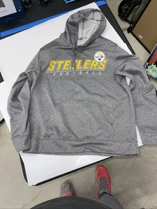 Pittsburg Steelers Majestic Brand Gray Pull-Over Hoodie Sweatshirt Size-Large - Picture 1 of 4