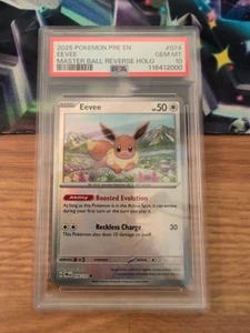 2025 Pokemon En Master Ball Reverse Holo #074 Eevee PSA 10 GEM MINT - Picture 1 of 1