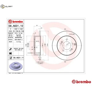 2x BRAKE DISC 08.A631.11 FOR KIA RONDO/III/MPV CARENS G4FC 1.6L D4EA 2.0L 4cyl - Picture 1 of 10