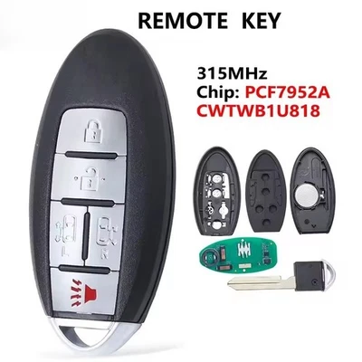 Smart Remote Key Fob 315MHz ID46 Chip for Nissan Quest 2011 2012 2013 2014- 2017 - Image 1 of 4