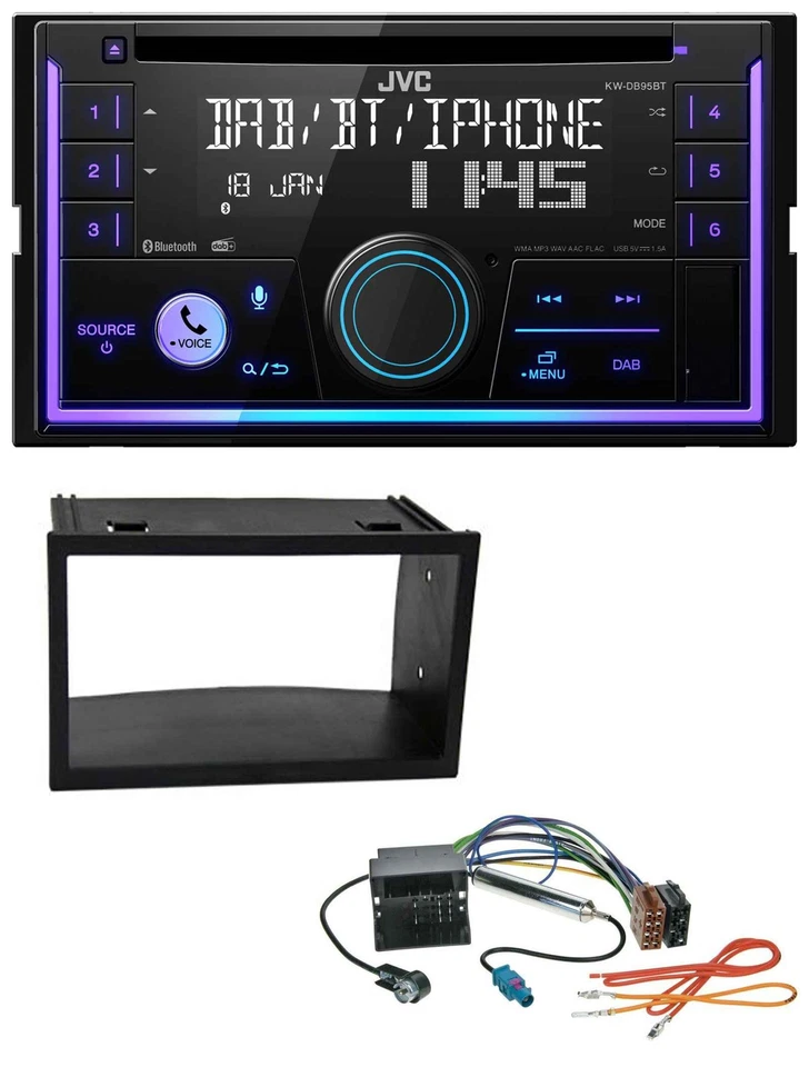 JVC MP3 USB 2DIN DAB Bluetooth CD Autoradio für VW Golf IV Polo Passat T4 Fox Qu - Bild 1 von 4