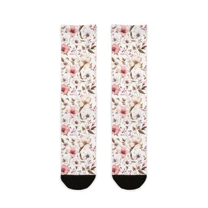 Floral Patterned Crew Novelty Socks Gift for Her, Cozy Footwear, Spring Fashion - Picture 1 of 5