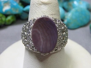 Natural WAMPUM Sterling Silver Adjustable FLOWERS Ring sz5-10 👋😍 - Picture 1 of 10