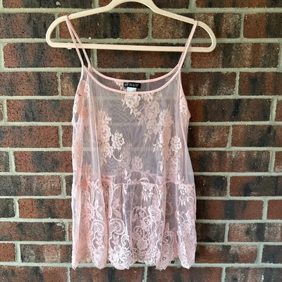 Md Venus Sheer Lace Tank Top Powder Pink Y2K Coquette Romantic Fairy Festival 00 - Imagem 1 de 4