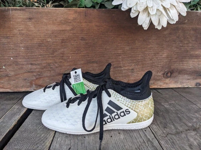 Adidas X 16.3 TF Jr Césped Blanco/Dorado Zapatos de Fútbol AQ4353 (Talla Juvenil 11K) Foto 1 de 4