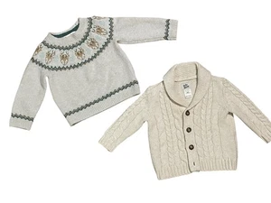 Lot 2 Tommy Bahama Baby B’gosh Toddler Holiday Christmas Sweaters 6-9 M Preppy - Picture 1 of 8
