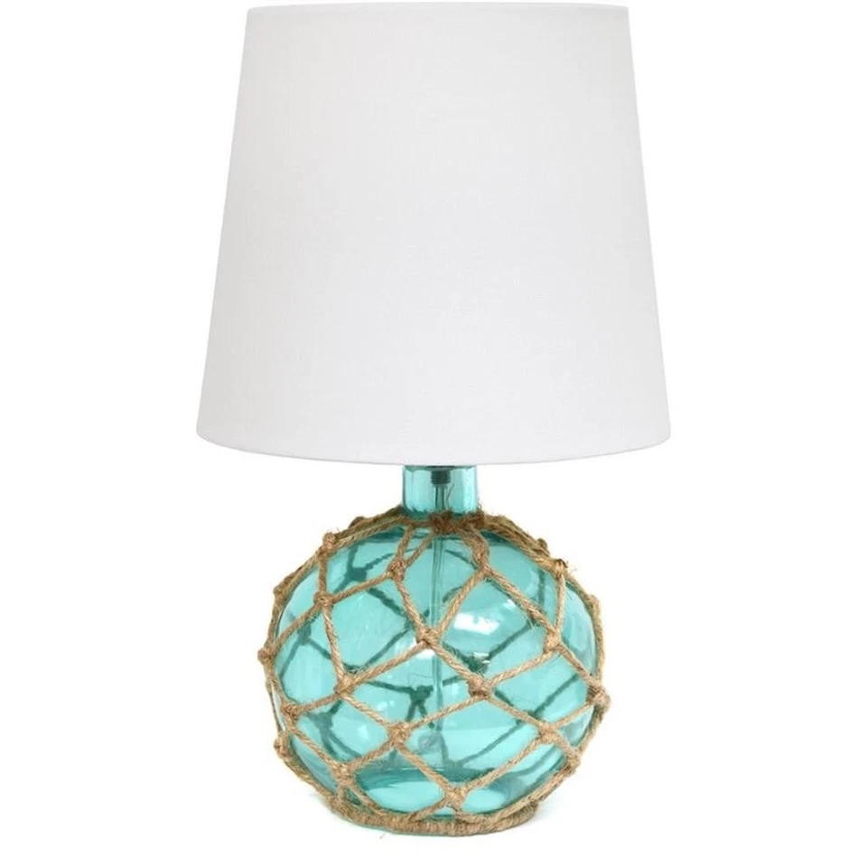 Elegant Designs Buoy Rope Nautical Netted Coastal Ocean Sea Glass Table Lamp
